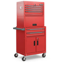 3-in-1 6-Drawer Rolling Tool Chest Storage Cabinet with Universal Wheels and Hooks by LJGDeals