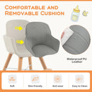 3-in-1 Convertible Wooden High Chair with Cushion-Gray