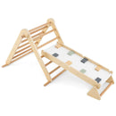 3-in-1 Pikler Triangle Climbing Set Kids Foldable Montessori Toys with Ramp-Natural by LJGDeals