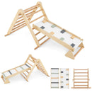 3-in-1 Pikler Triangle Climbing Set Kids Foldable Montessori Toys with Ramp-Natural by LJGDeals