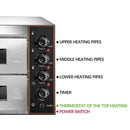 Heavy-Duty 3KW Electric Commercial Stainless Steel Double Deck Pizza Oven (SAK81427) by SAKSBY WHOLESALE