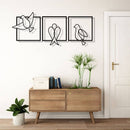 3 Panels Bird Metal Wall Decor