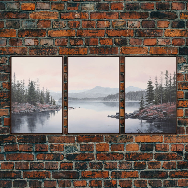 Beautiful Pacific Northwest Landscape, 3 Piece Framed Canvas Print Set, Washington Seattle Landscape Painting, PNW Decor, Oregon Art