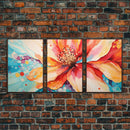 Hibiscus Wall Art, Flower Art Print, Botanical Art Print, Canvas Print, Wall Art, 3 Piece Wall Art, Country Home Wall Art, Girl Room Art