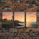 Light House Decor, Sunset Wall Art, Nautical Print, Ocean Art Print, Canvas Print, Wall Art, 3 Piece Wall Art, Seascape Art Print, RV Decor