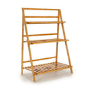 3-Tier Bamboo Foldable Plant Stand with Display Shelf Rack-Natural by LJGDeals