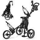 3 Wheels Folding Golf Push Cart with Seat Scoreboard and Adjustable Handle by LJGDeals