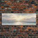 Sandy Beach Ocean Canvas Print Blue Sky White Clouds Abstract Seascape Coastal Wall Art Original Painting Large Wall Art Home Decor