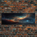 Starry Night Sky Canvas Print, Original Astral Bodies Painting Print, Panoramic / Large Format Wall Art, Framed Art