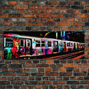 Urban Canvas Art, Graffiti On Abandoned Subway Train, Urban Art, Wall Decor, Large Framed Canvas Print, Panoramic, Wall Art, Canvas Print
