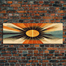 Sunset Art Deco Sunburst Wall Art, Ready To Hang Canvas Print, Panoramic Art, Art Deco Wall Decor, Above Bed, Above Couch, Above Sofa
