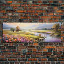 Panoramic Mountain and Forest Canvas Wall Art, Hill and Trees Canvas Wall Decor, Nature and Forest Decoration, Canvas Print Home Decor