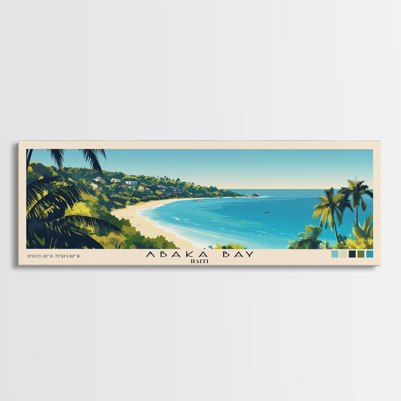 Abaka Bay, Haiti Panoramic Print, Vacation Gift, Haiti Wall Art, Beach Painting, Beach Decor, Beach Or Lakehouse Art