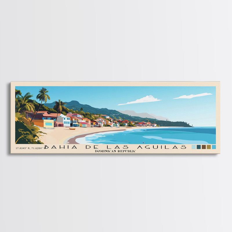 Bahia de Las Aguilas, Dominican Republic Panoramic Print, Vacation Gift, Dominican Republic Wall Art, Beach Painting, Beach Decor, Large Wall Art, Wood Frame Art