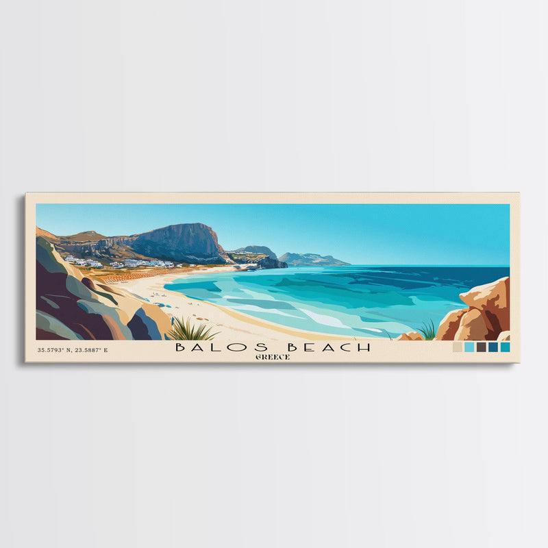 Balos Beach, Greece Panoramic Beach Print, Vacation Gift, Greece Wall Art, Beach Painting, Beach Decor, Beach Painting