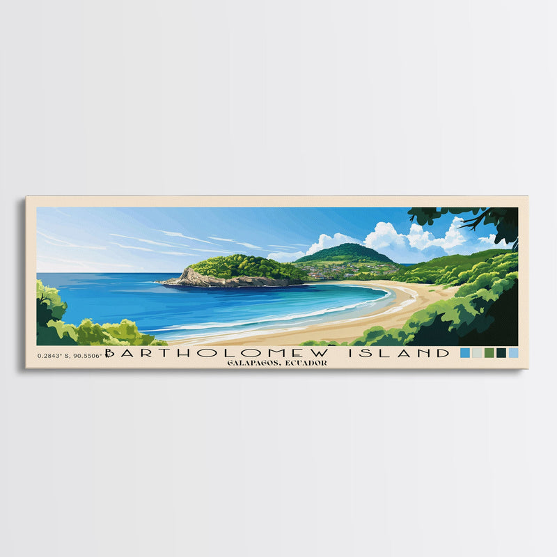 Bartholomew Island, Galapagos, Ecuador Panoramic Beach Print, Vacation Gift, Galapagos, Ecuador Wall Art, Framed Canvas Print, Framed Beach Painting