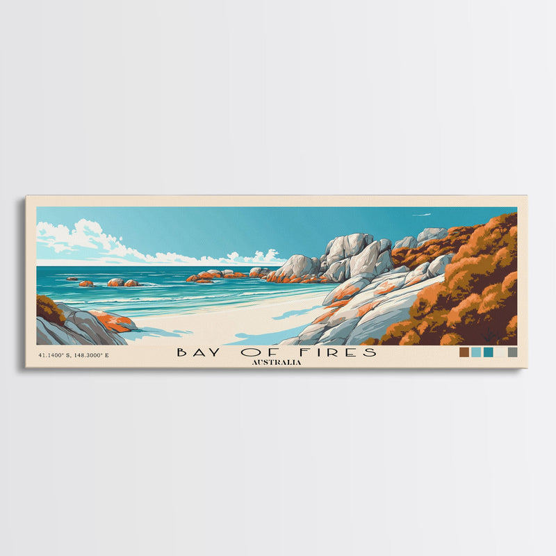 Bay of Fires, Australia Panoramic Print, Vacation Gift, Australia Wall Art, Beach Painting, Beach Decor, Large Wall Art, Wood Frame Art