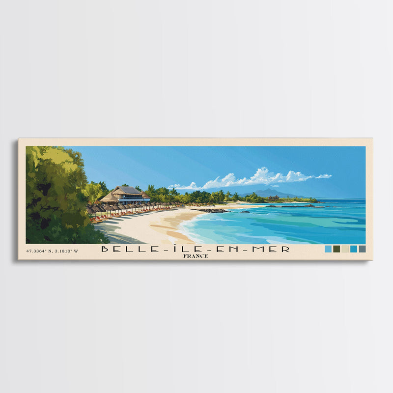 Belle-Ãle-en-Mer, France Panoramic Print, Vacation Gift, France Wall Art, Beach Painting, Beach Decor, Beach Or Lakehouse Art