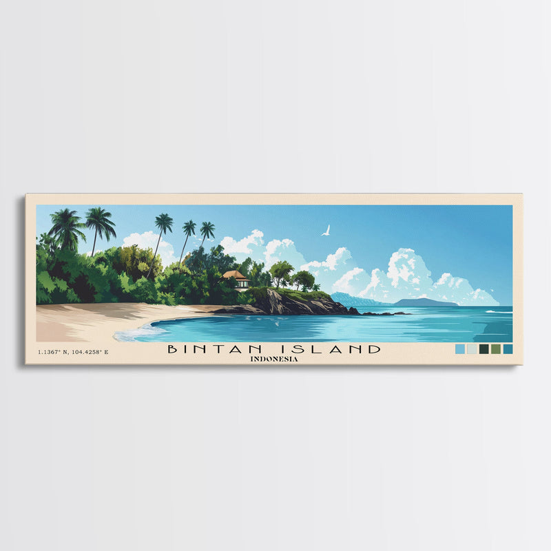 Bintan Island, Indonesia Panoramic Beach Print, Vacation Gift, Indonesia Wall Art, Beach Painting, Beach Decor, Beach Painting