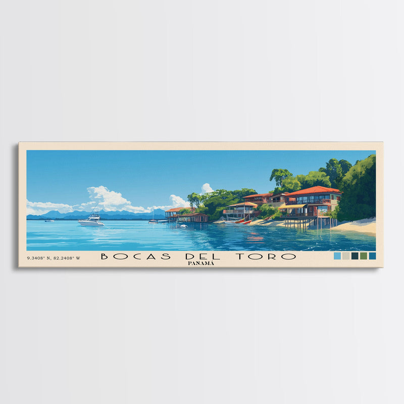 Bocas del Toroâ€¯, PanamÃ¡ Panoramic Beach Print, Vacation Gift, PanamÃ¡ Wall Art, Beach Painting, Beach Decor, Beach Painting