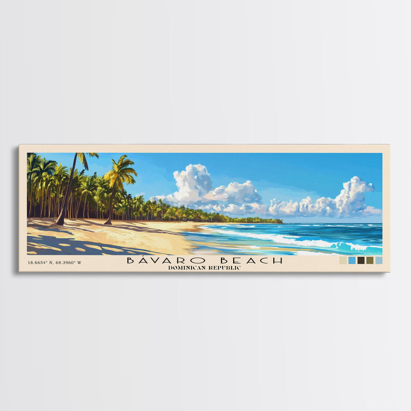 BÃ¡varo Beach, Dominican Republic Panoramic Beach Print, Vacation Gift, Dominican Republic Wall Art, Beach Painting, Beach Decor, Beach Painting