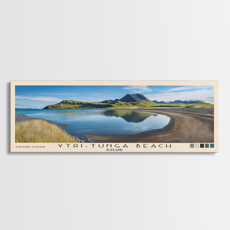 Ytri-Tunga Beach, Iceland Panoramic Print, Vacation Gift, Iceland Wall Art, Beach Painting, Beach Decor, Beach Or Lakehouse Art