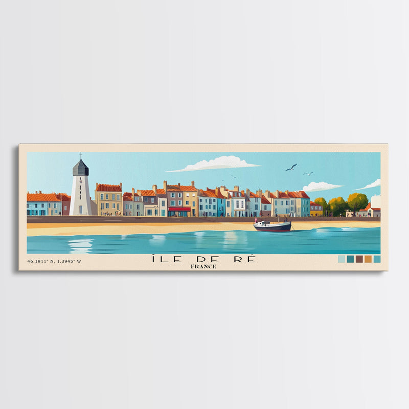 Ãle de RÃ©, France Panoramic Print, Vacation Gift, France Wall Art, Beach Painting, Beach Decor, Beach Or Lakehouse Art