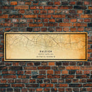 Panoramic Raleigh North Carolina map print poster or framed canvas, Raleigh map print poster canvas, city map Canvas print, Travel Art