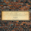 Panoramic Vintage Wichita Kansas map print poster or framed canvas, map print poster canvas, Wichita city map print canvas, Travel Art