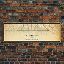 Panoramic Arlington Texas map print poster or framed canvas, Arlington map print poster canvas, city map print canvas, Vintage Travel Art