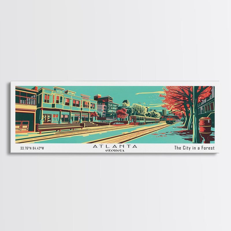 Atlanta Georgia Panoramic Travel Poster Canvas Print