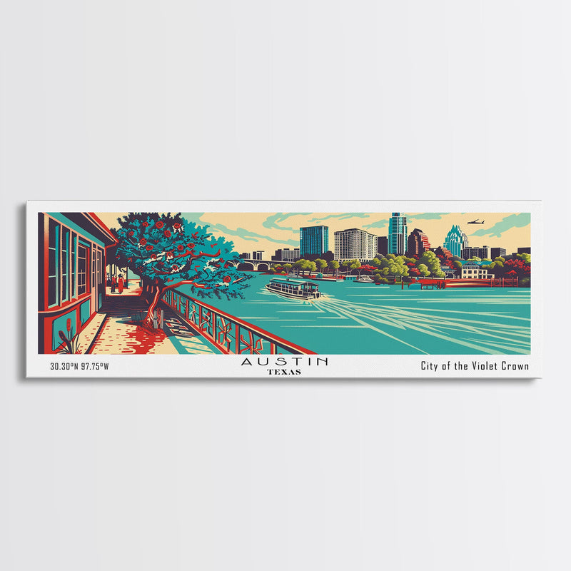 Austin Texas Panoramic Travel Poster Canvas Print