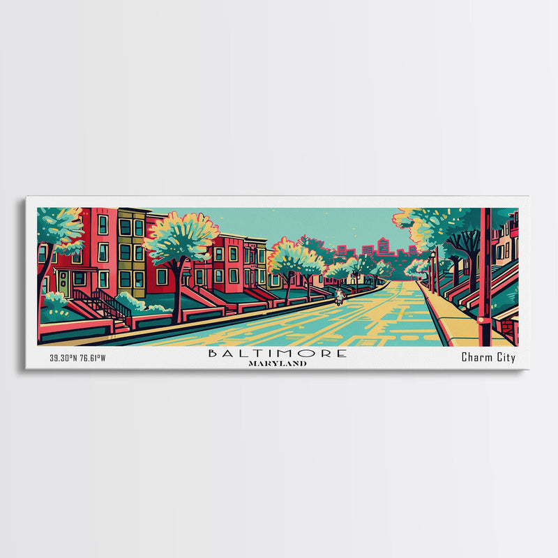 Baltimore Maryland Panoramic Travel Poster Canvas Print