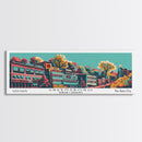 Greensboro North Carolina Travel Poster Framed Canvas Print, Panoramic Mid Century Modern Art, Pop Art Style, Wall Decor, Home Decor, Retro Style Art