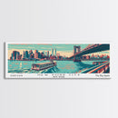 New York New York Panoramic Wall Art Framed Canvas Print, Travel Poster, Mid Century Modern Art, Pop Art Style, Wall Decor, Office Wall Art