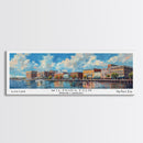 Wilmington North Carolina Panoramic Framed Canvas Print, Retro Style Travel Poster, Artistic Wall Art, Unique Office Decor, Living Room Gift