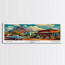 Glendale Arizona Panoramic Painting Framed Canvas Print, Mid Century Modern Art, Pop Art Style, Travel Poster, Wall Art Decor