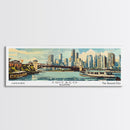 Chicago Illinois Panoramic Painting, Mid Century Modern Framed Canvas Print, Retro Pop Art Travel Poster, Wall Decor, Gift Idea, Home Decor