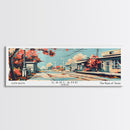 Garland Texas Panoramic Painting, Mid Century Modern Framed Canvas Print, Retro Pop Art Travel Poster, Wall Art, Home Decor, Office Art