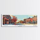 Ann Arbor Michigan Panoramic Painting, Mid Century Modern Framed Canvas Print, Retro Pop Art Travel Poster, Office Art, City Print