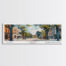 Carmel Indiana Panoramic Painting, Mid Century Modern Framed Canvas Print, Retro Pop Art Travel Poster, Home Decor, City Art