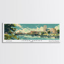 Cedar Rapids Iowa Panoramic Painting, Mid Century Modern Framed Canvas Print, Retro Pop Art Travel Poster, Living Room Wall Art Decor, City Print