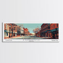 Evansville Indiana Panoramic Painting, Mid Century Modern Framed Canvas Print, Retro Pop Art Travel Poster, Living Room Wall Art