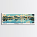 Lakeland Florida Panoramic Painting, Mid Century Modern Framed Canvas Print, Retro Pop Art Travel Poster, Home Wall Decor