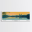 Nashville Tennessee Panoramic Painting, Mid Century Modern Framed Canvas Print, Retro Pop Art Travel Poster, Office Wall Art