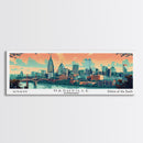 Nashville Tennessee Panoramic Wall Art, Mid Century Modern Framed Canvas Print, Retro Pop Art Travel Poster, Home Wall Decor