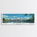 Philadelphia Pennsylvania Panoramic Painting, Mid Century Modern Framed Canvas Print, Retro Pop Art Travel Poster, City Art, Office Wall Decor, Living Room Art
