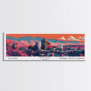 Reno Nevada Panoramic Painting, Mid Century Modern Framed Canvas Print, Retro Pop Art Travel Poster, City Art, Office Wall Decor, Living Room Art