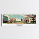 Renton Washington Panoramic Wall Art, Mid Century Modern Framed Canvas Print, Retro Pop Art Travel Poster, City Art, Office Wall Decor, Living Room Art