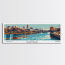 Durham North Carolina Panoramic Painting, Framed Canvas Print, Mid Century Modern Wall Art, Retro Pop Art Travel Poster, Home Decor, City Art